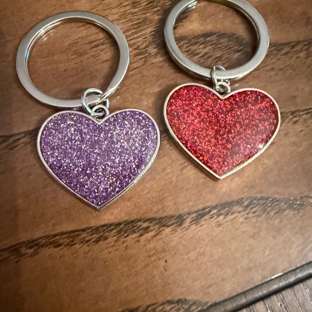 Pink and Red Heart keychains